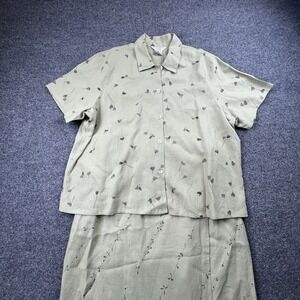 OUTFIT Woman JP7 1X 100% Linen 2pc Set Skirt + Blouse Sage Green